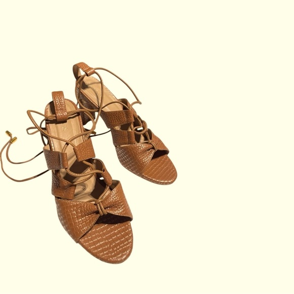 KAANAS Brown and Gold Leather Embossed Leather Zaria Cage Sandal size 10 - Picture 7 of 11